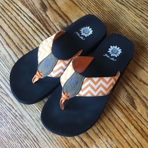 Orange and White Chevron flip flops